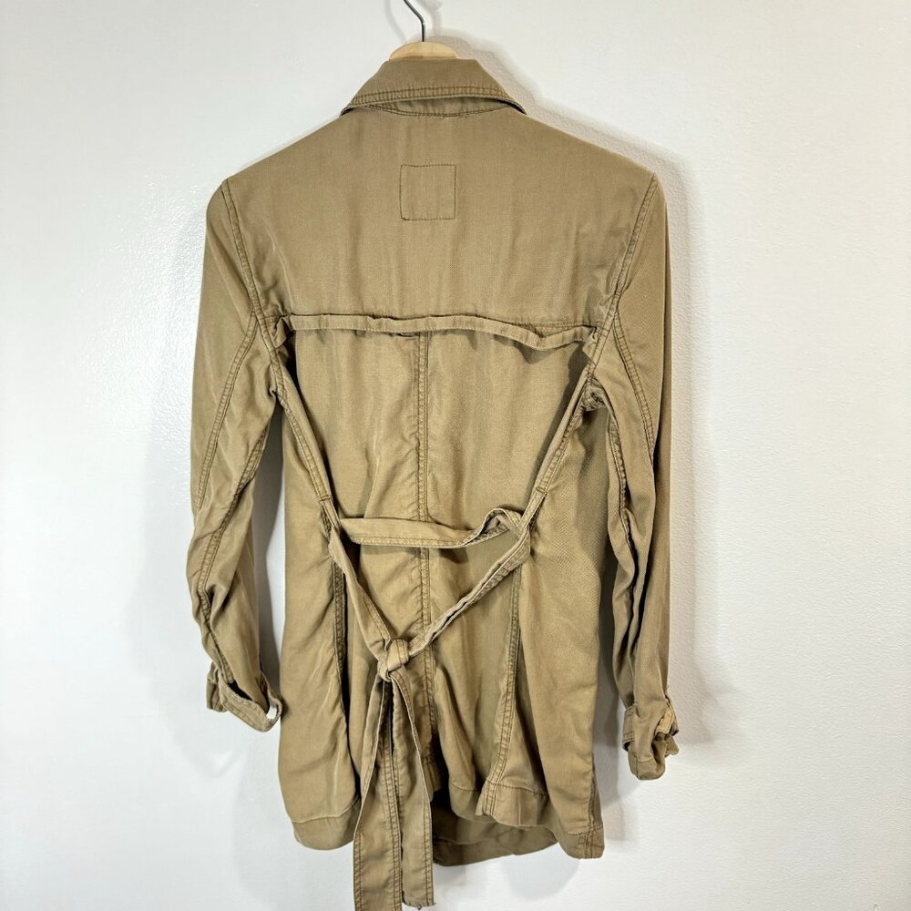 Abercrombie & Fitch Jacket Coat Size Small S Belted Tan Beige Utility Lyocell - Picture 5 of 8